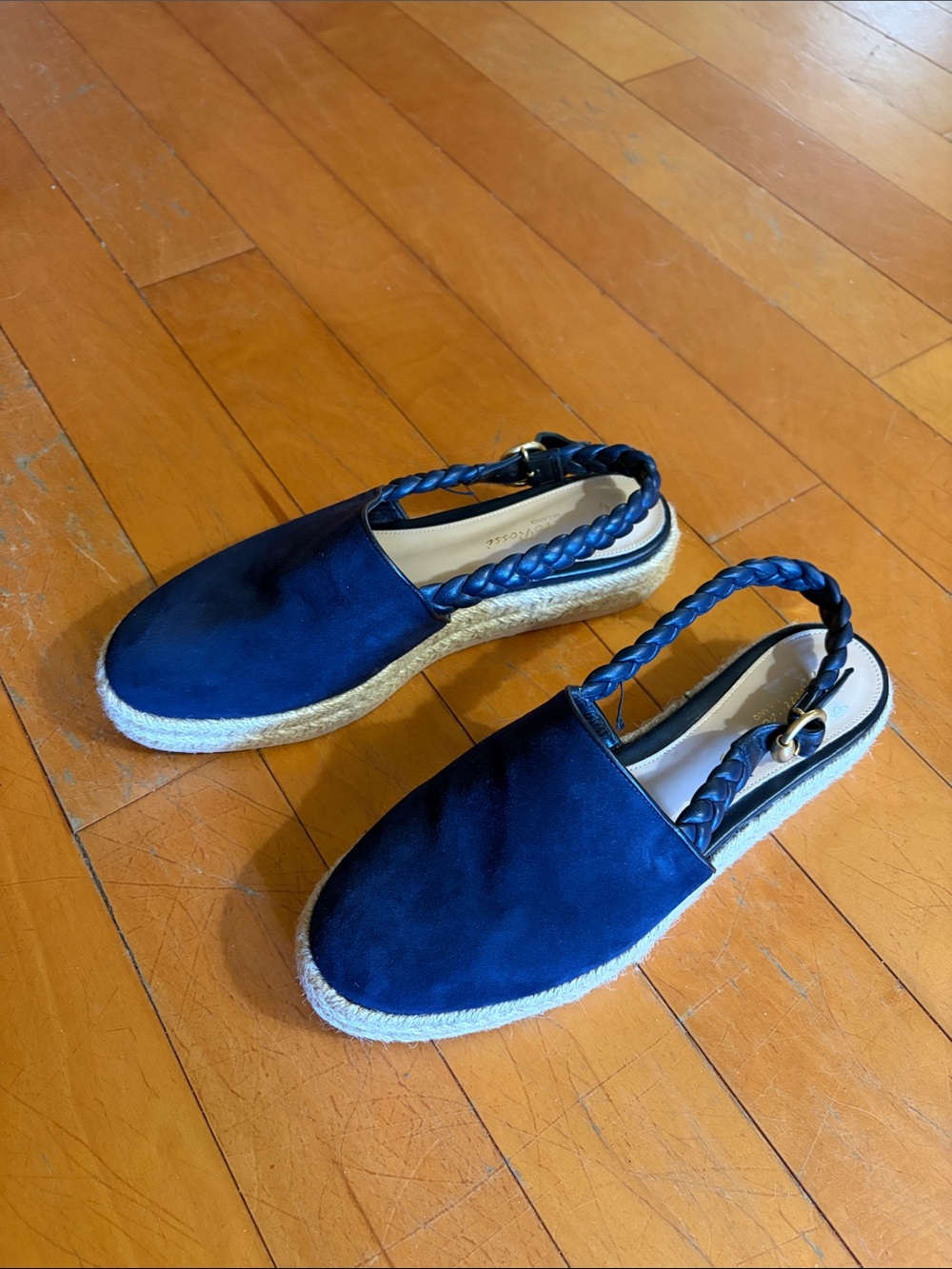 Gianvito Rossi Navy Braided Slingback Espadrilles